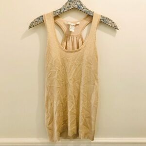 Dian Von Furstenberg Tank Top Sweater Small gold metallic silk cashmere tan